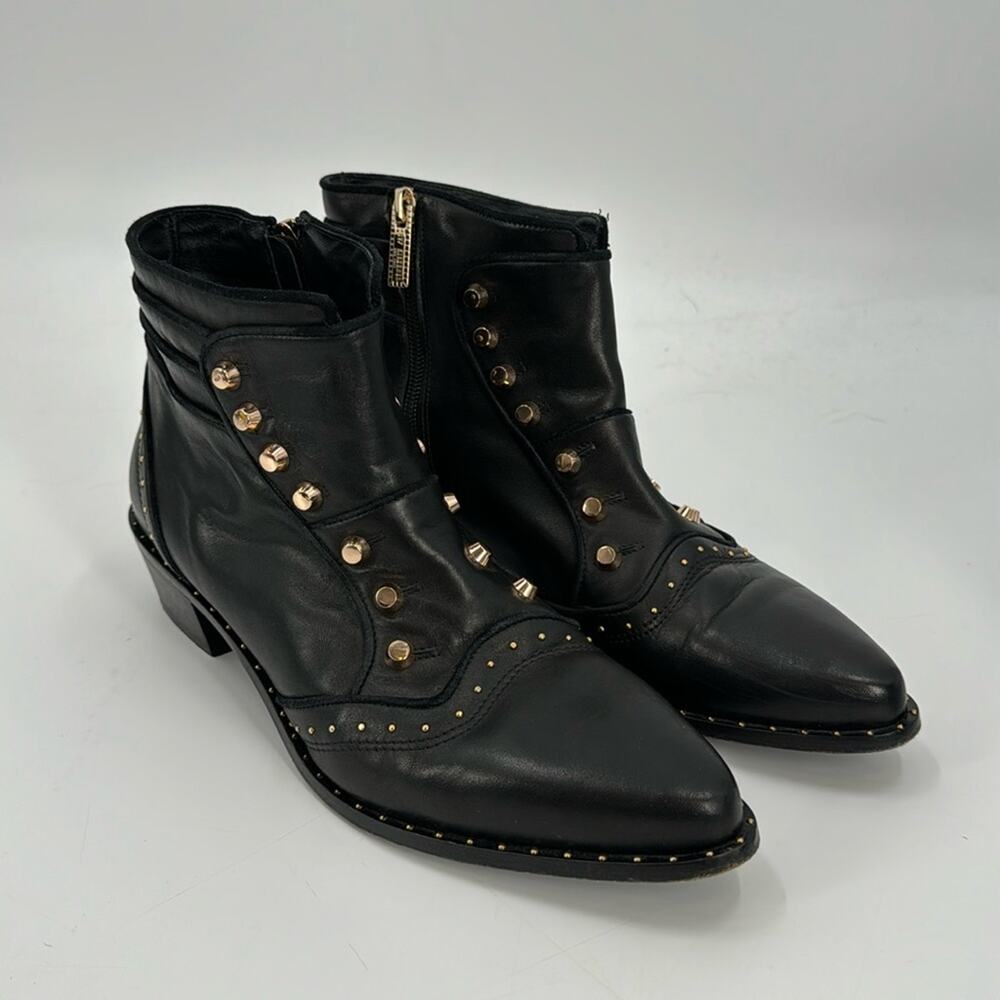 Ivy Kirzhner Soldier black leather gold Studded boots